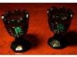 2 Small Dark Green Glass Chalice or Goblets
